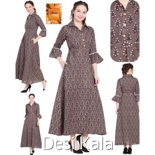 Long Designer Kurti Decoration Material: Paint