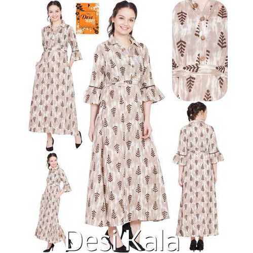 Trendy Ladies Long Dress Decoration Material: Paint