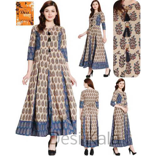 Anarkali Cotton Kurti Decoration Material: Paint