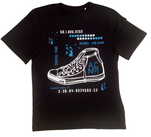Boys T Shirt - Cotton, Customized Size, Black | Modern Printed Design, Cloth Decoration, Summer Wear for Ages 9-16, Logo Embellished