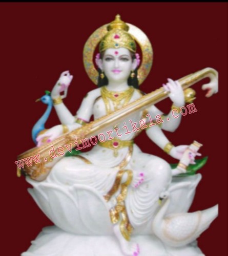 Marble Saraswati Mata Statue 