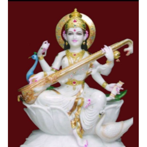 Marble Saraswati Mata Statue - Height: 2 Foot (Ft)