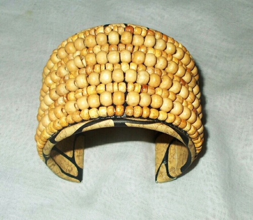 Wooden beaded cuff