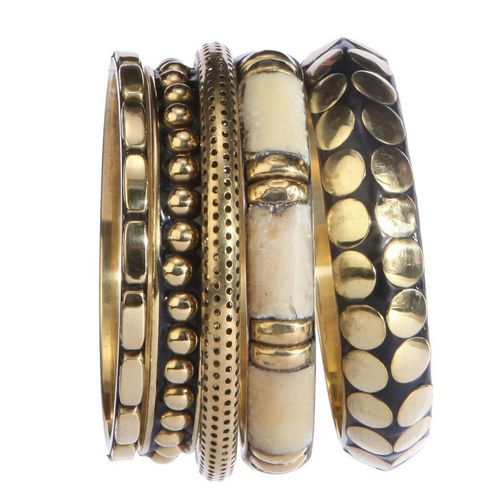 Brass & bone bangle set