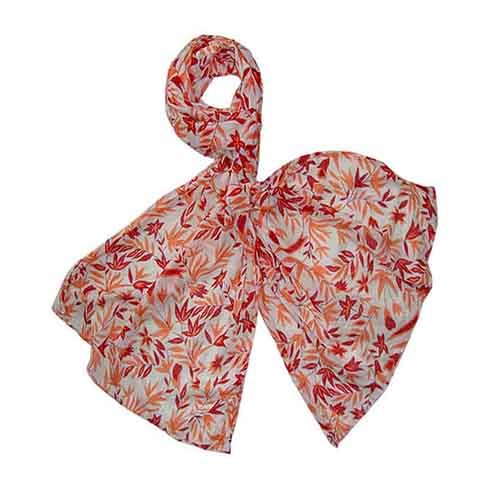 Red & White Ladies Printed Stole
