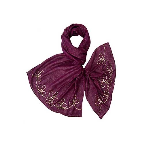 Embroidered Ladies Stole - Cotton Fabric, Purple Color | Elegant Embroidery, Summer Stylish Accessory