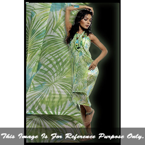 Beach Pareo - Cotton Fabric, Soft Green Laheriya Print, Summer Wear for Women - Lightweight, Versatile Wrap with Trendy Tropical Design
