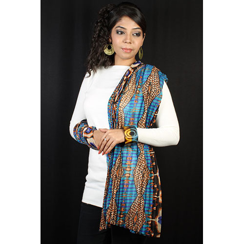 Mix Color Ladies Pleated Floral Printed Shawl