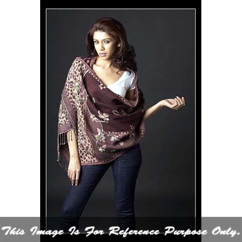 Ladies Jacquard Shawl - Brown, Breathable Design with Fringes | No Fade, Printed Pattern for Summer