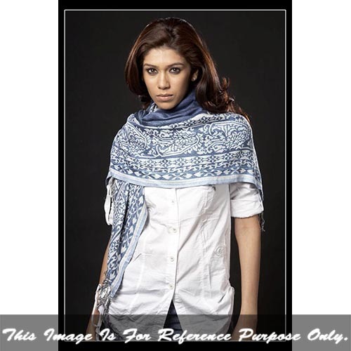 Blue & White Ladies Jacquard Scarf