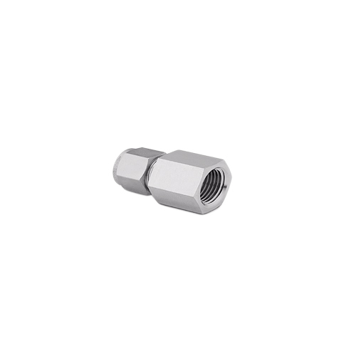 Tubes Fitting Female Connector - Stainless Steel, Industrial Grade, Silver Color | Double Compression Fitting, Rust Proof, Round Shape, Bared Surface Treatment