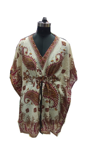 Ladies Kaftans - Polyester, 36 Inch Length, Cream and Red Colors | Stylish Ethnic Design, Seamless Stitching, Breathable, Skin-Friendly