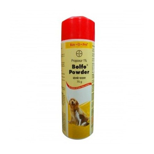 Bolfo Powder - Propoxur 7% Red Powder 75g Bottle, Gentle Tearless Formula for Dogs
