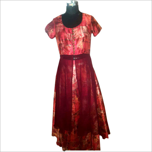 Red Digital Printed Cotton Kurti