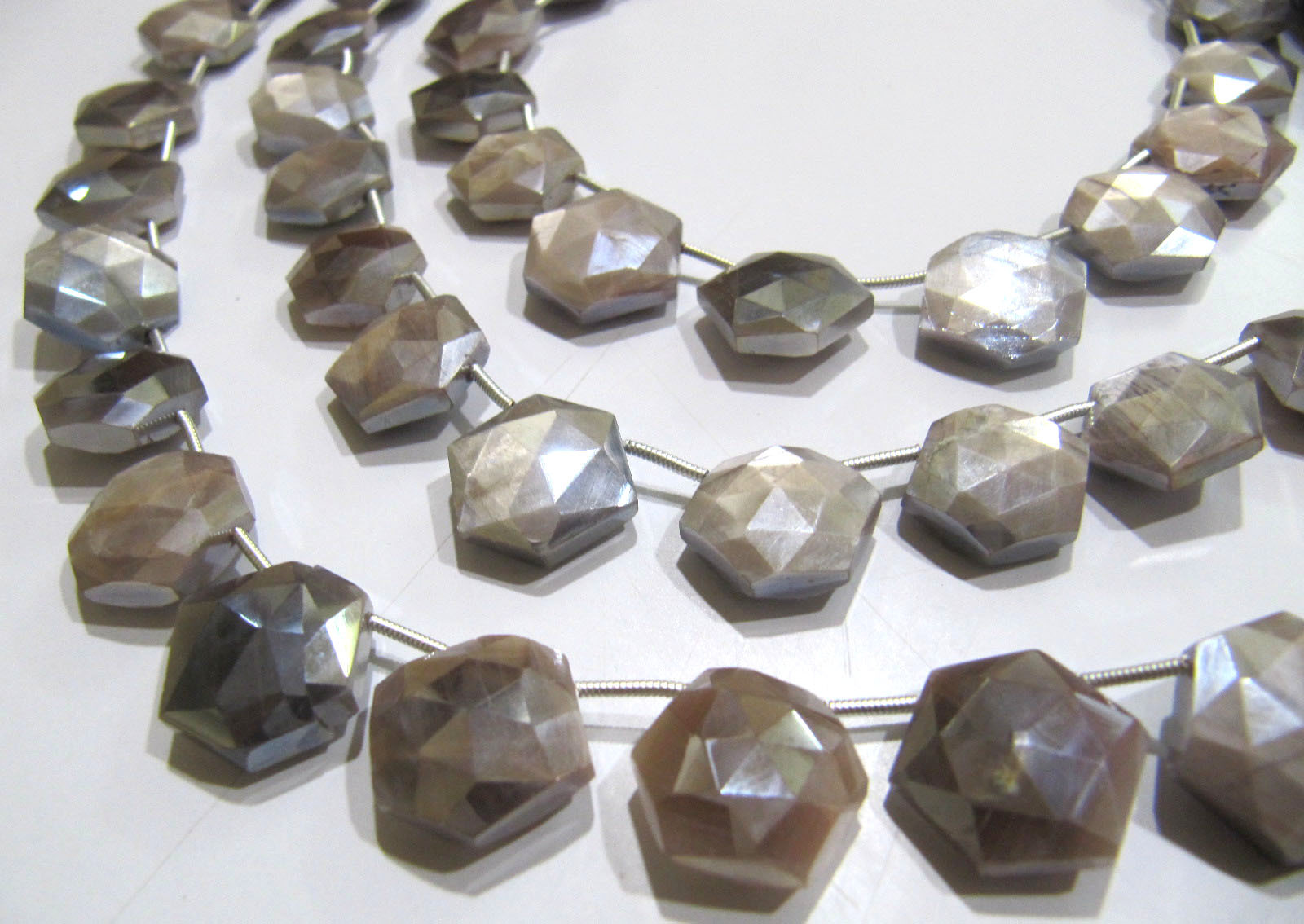 SALE AAA Top Quality Gray Moonstone AB Mystic Coated Hexagon Shape