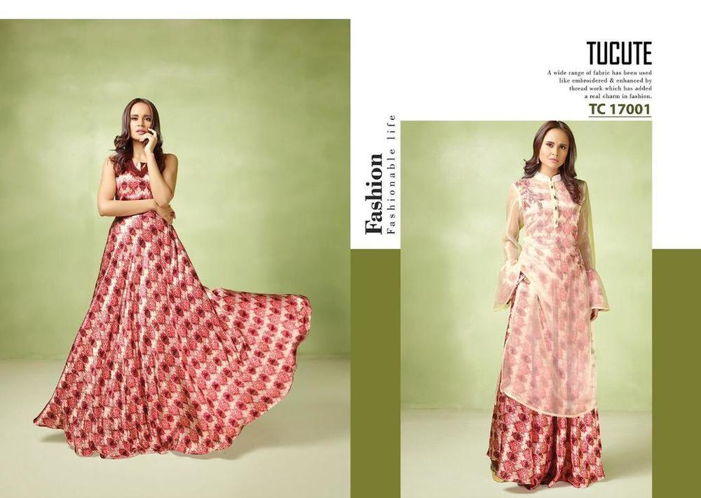 Satin Digital Printed Gown
