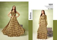 Satin Digital Printed Gown