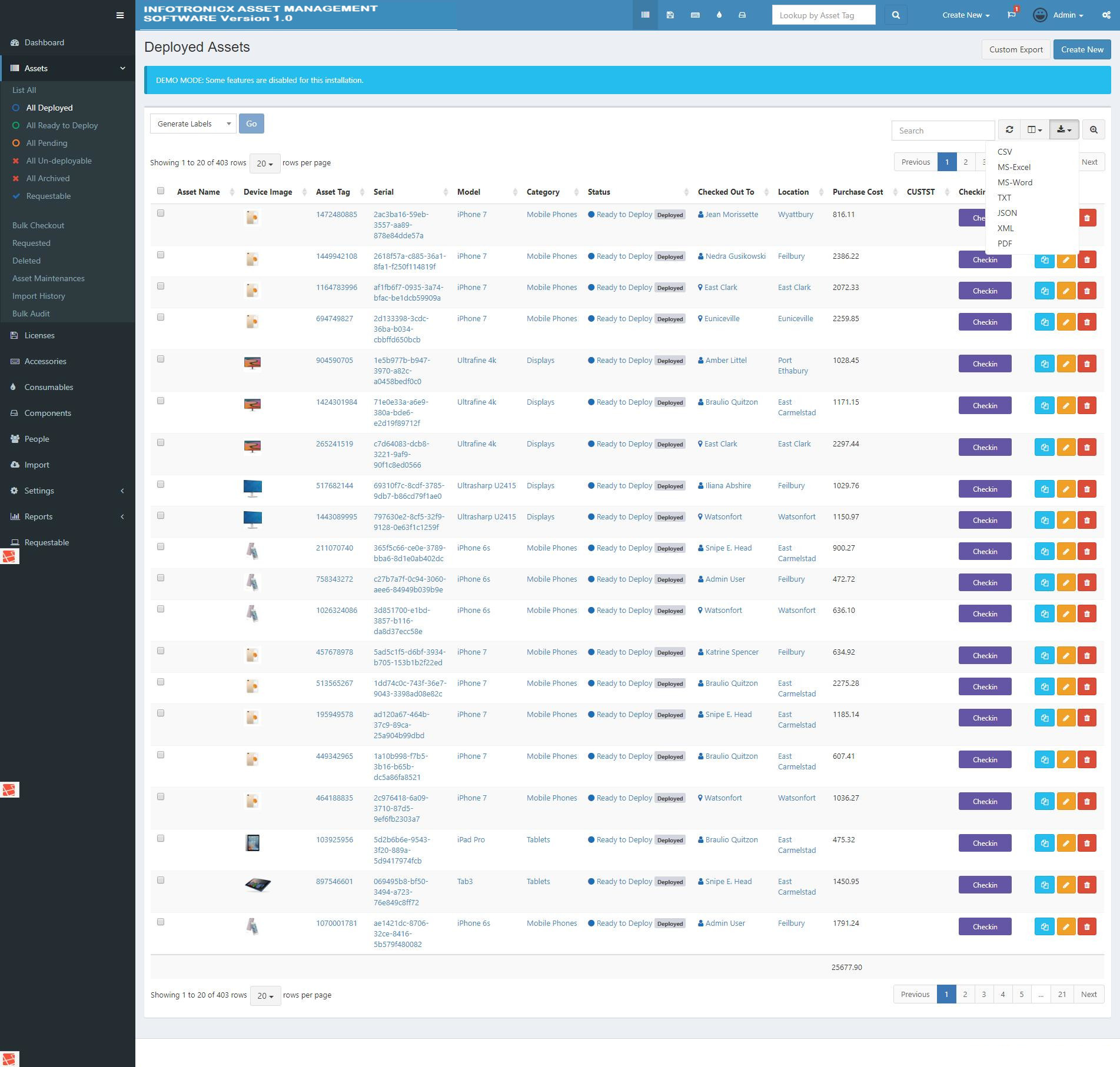 Infotronicx Asset Management System