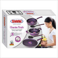 Non Stick Granite Finish Cookware Set - Aluminum Alloy, 6 Piece Gift Set, Purple Color, 3mm Thickness, Dishwasher Safe, Stain Proof, Bakelite Handle For Safe Cooking