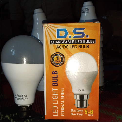 Led AC-DC Rechargeable Bulb 9W - Plastic, 900lm, 85-280V AC | 5Hr Backup, Emergency Light, Energy Saving