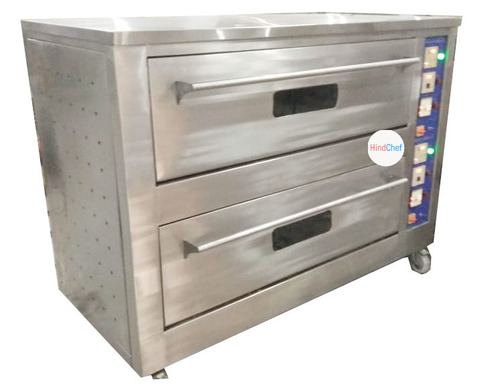 Double Deck Pizza Oven - 4 Pizza Capacity, Stainless Steel, 72x54x33 Inch , High Efficiency, Manual Control, Eco-Friendly, 220-440 Volt