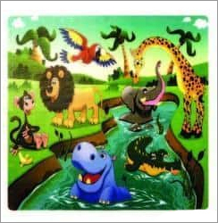 Jungle Eva Mat - 10MM Thick, 2x2 Ft Multi-Color (4PCS Set) | Soft, Safe Grass Flooring for Kids' Play Areas, Modern Jungle Theme Design
