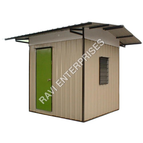 Green And Cream Prefabricated Security Guard Cabin