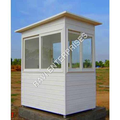 White Security Guard Cabin - Welded Steel Base, 5-10mm Wall Panels | Rustproof, Sliding Windows, Customizable Options