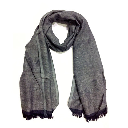 Drak Grey Cotton Woven Scarf