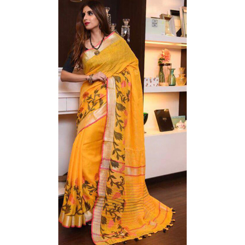 Silk Ladies Handloom Pure Linen Sarees