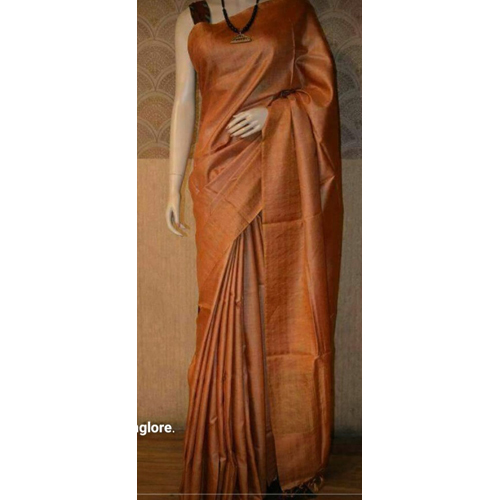 Munga Silk Saree - Elegant Brown Fabric | Luxurious Tassar Material, Traditional Handwoven Design
