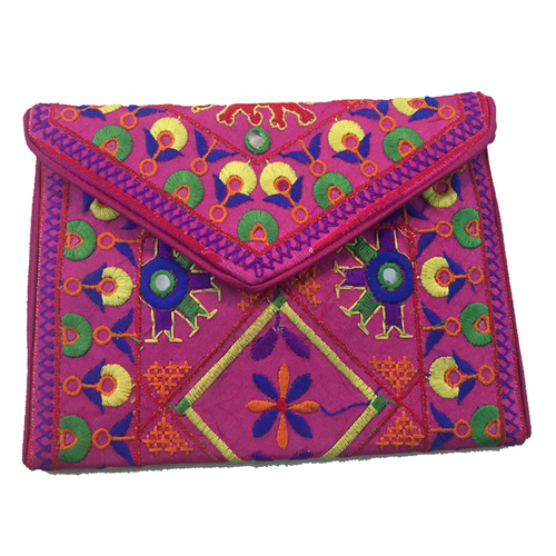 Pink Embroidery Wedding Collection Bohemian Rajasthani Jaipuri Clutch Bag