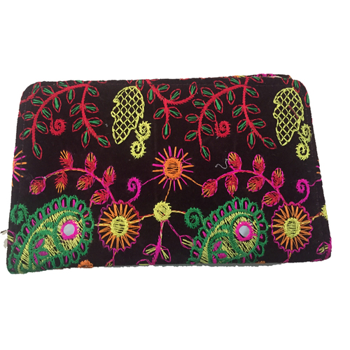 Black Vintage Banjara Handmade Old Coin Tribal Patch Work Clutch Bag