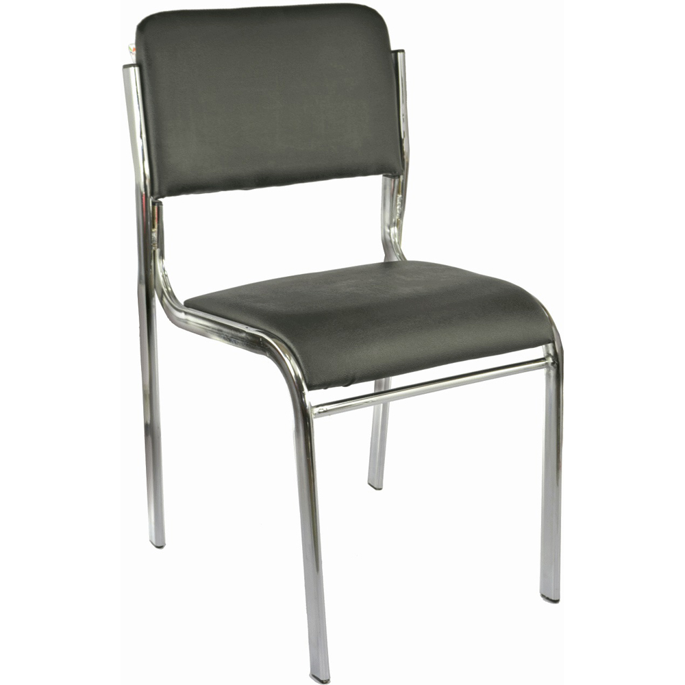 Leather Waiting Chair - Stainless Steel Frame 20 Inch Height Black Leatherette Finish | Handmade Artwork Skid Resistant Rubber Shoes 2 Year Warranty