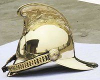 THORINSTRUMENTS (with device) COLLECTIBLE VICTORIAN MERRYWEATHER BRASS MFB FIREMAN FIRE BRIGADE HELMET