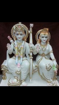 Marble Ram Sita Statue - Multi Sizes, Glossy White Marble, Multicolor Finish | Handmade, Elegant Design, Stain-proof, Easy To Clean, Dust Resistant