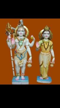 Standing Shiv Parvati Marble Statue