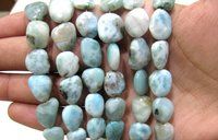 Natural Larimar Tumbled Free Shape Size 11 to 16mm Smooth Beads