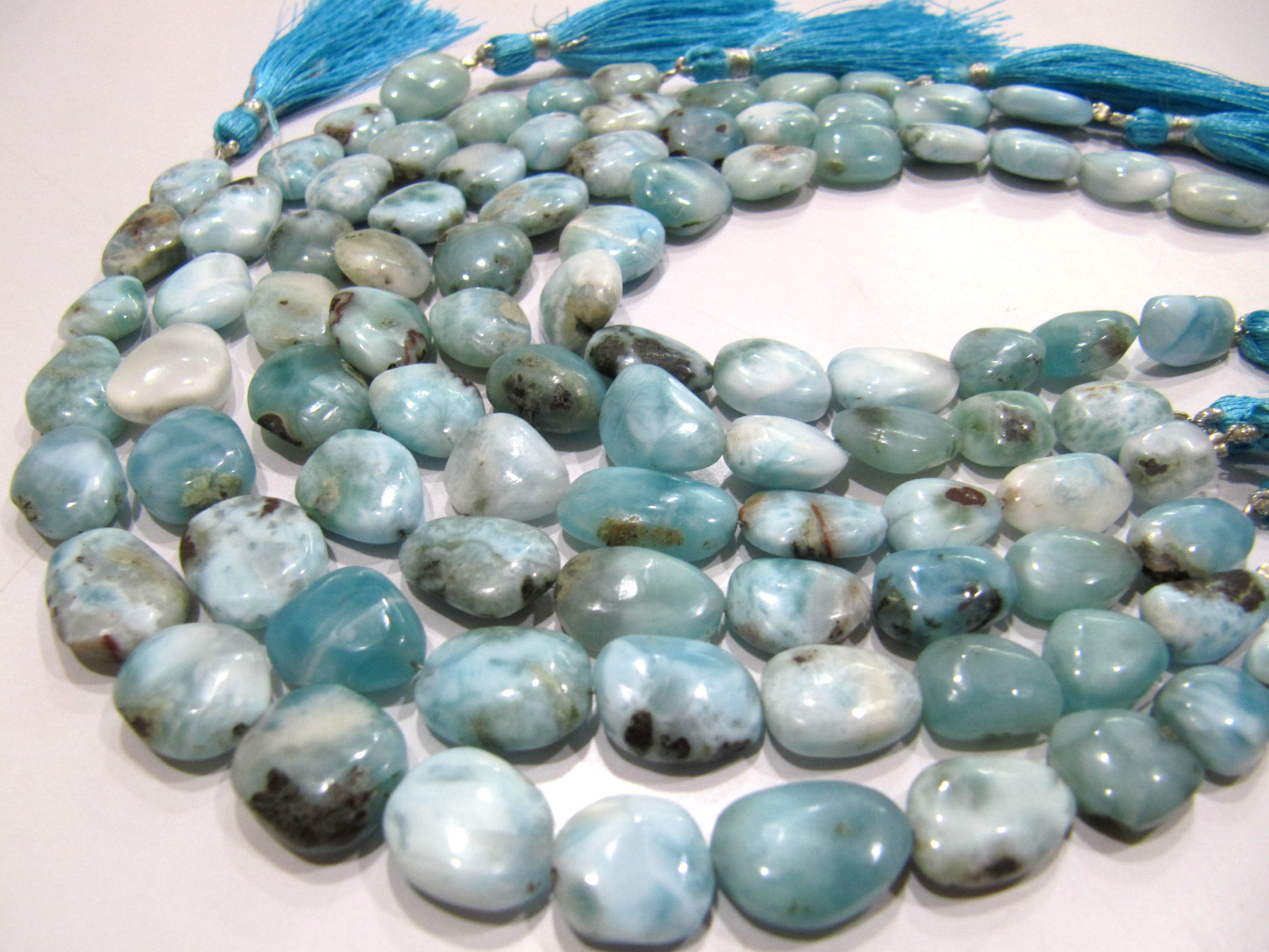 Natural Larimar Tumbled Free Shape Size 11 to 16mm Smooth Beads