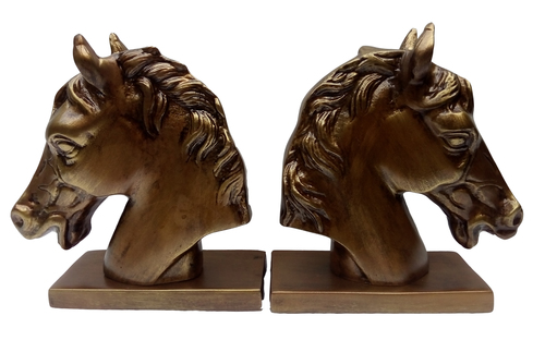 Metal Horse Head Bookend Pair Figurine
