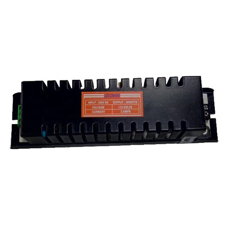 3A LED Strip Driver - 12V DC Output, 230V AC Input, 36W Power | Black, Dimensions 167x42x35mm, Lifelong Warranty, >70% Efficiency, Auto Recovery Protections