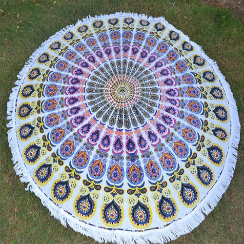 Multi Color Handmade Indian Hand Printed Cotton Fabric Wall Decor Roundie