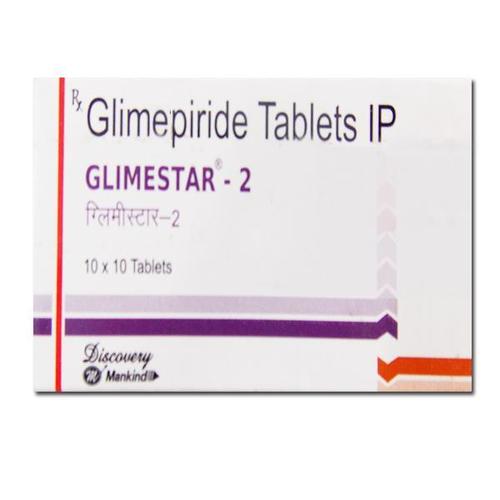 Glimestar Tablet - 2mg Glimepiride, 10x10 Tablets Blister Pack | Diabetes Control, Blood Sugar Management, Oral Tablet