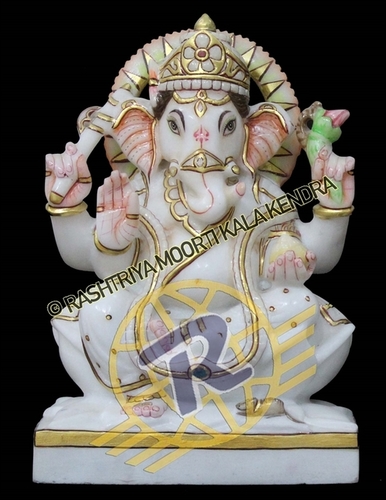 Uv Resistant Beautiful Lord Marble Ganesh Statue