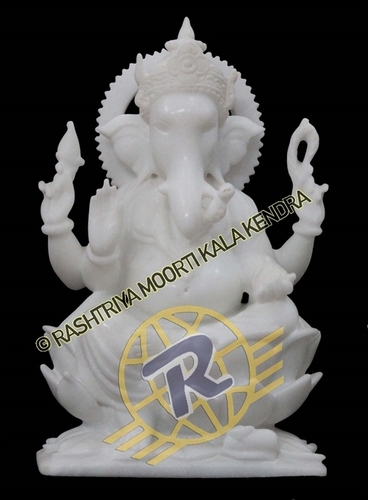 White Marble Ganesh Sculpture - 10 Inch Tall, Handmade Marbled Finish | Durable, Eco-Friendly, Easy to Clean, UV Resistant, Water Resistant, Fireproof Standard