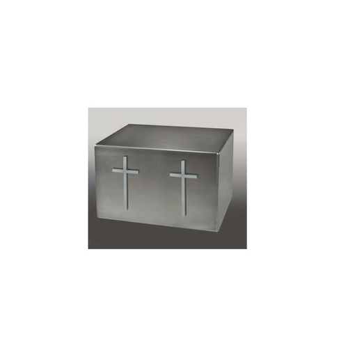 Titan I Satin Silver Slimline Crosses Companion Urn