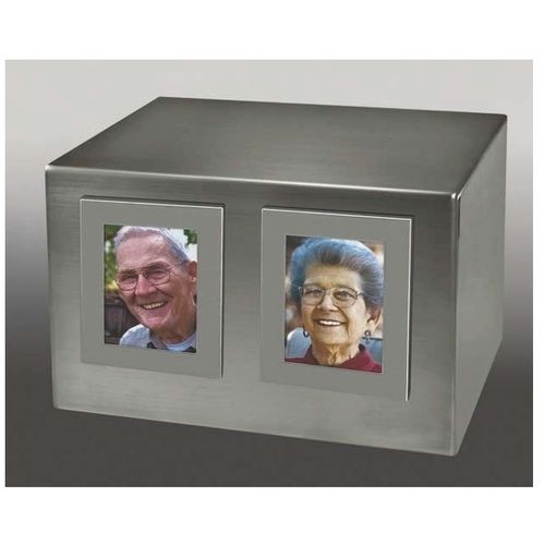 Two Large Silver Rectangle Frames Urn