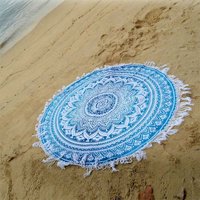 Blue Yoga Mat For Beach Gift And Home Use Round Tapestry Roundie