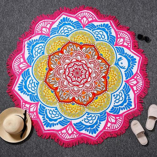 Indian Multi Color Cotton Fabric Microfiber Beach Towel Roundie Design: Customized
