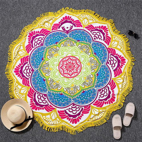 Multi Color Cotton Fabric Yoga Mat Home Textile Beach Towel Round Tapestry Roundie
